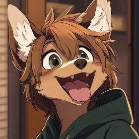 Cartoon Fox Character with Hoodie Illustration