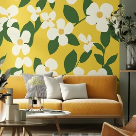 Cozy Interior with Floral Wallpaper