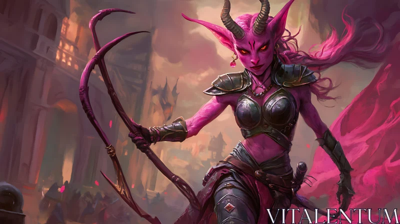 AI ART Female Demon Warrior with Bow