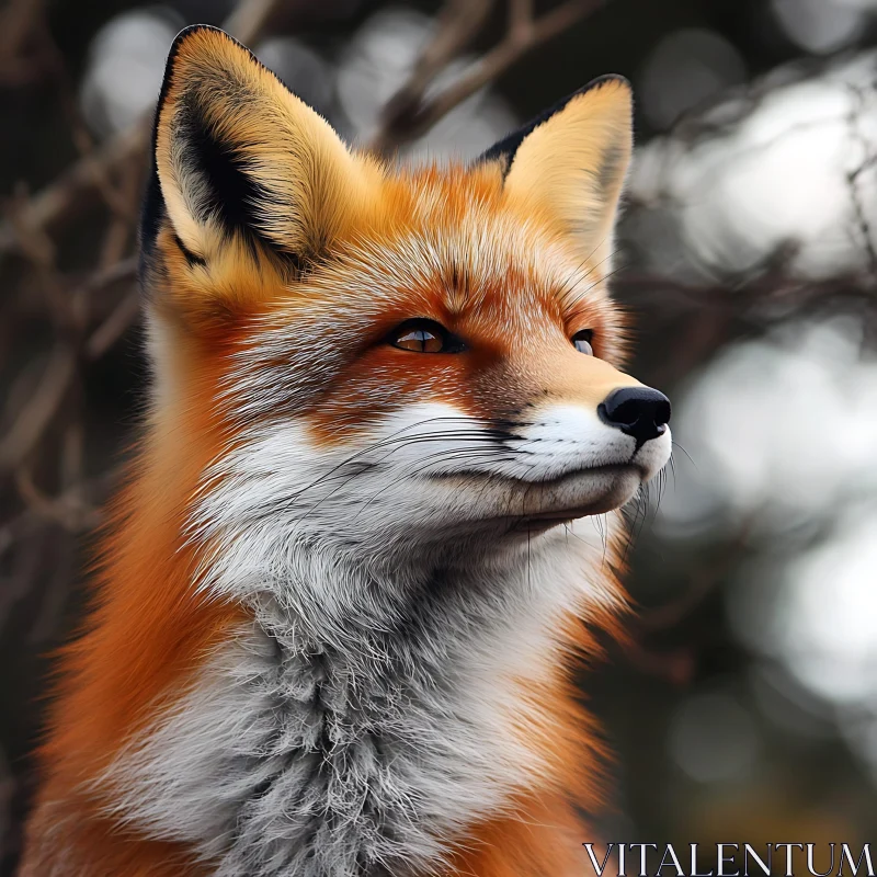 Fox Portrait with Bokeh Background AI Image