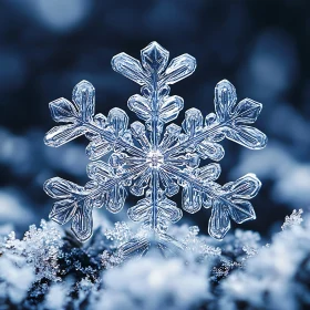 Detailed Close-Up of a Snowflake