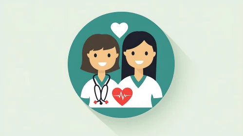 Caring Doctors Illustration with Heart