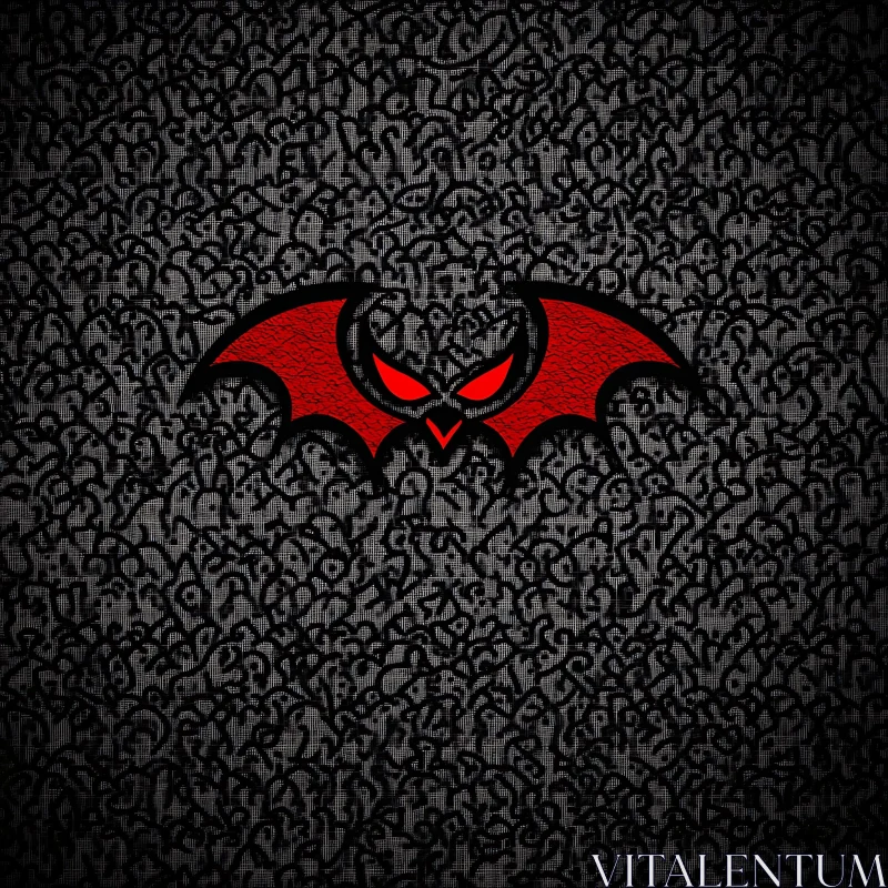 Red Bat Emblem on Dark Pattern AI Image