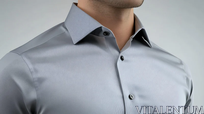 Men's Formal Wear: Light Gray Shirt AI Image