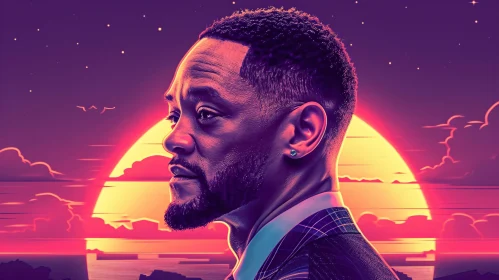 Surrealistic Sunset Portrait of Will Smith