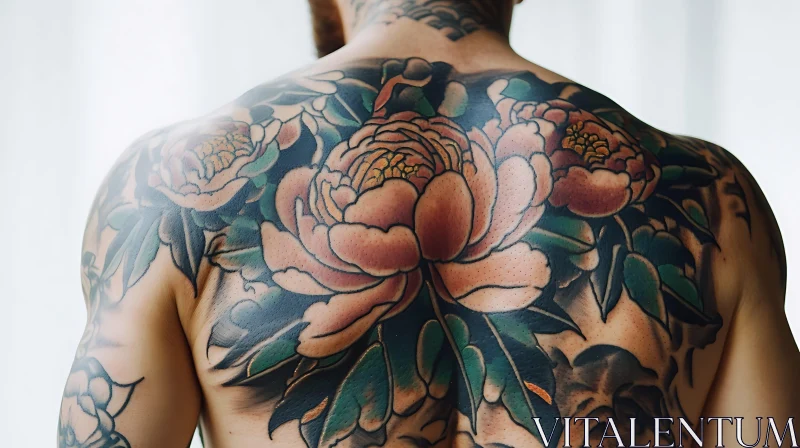 Artistic Floral Tattoo on Back AI Image