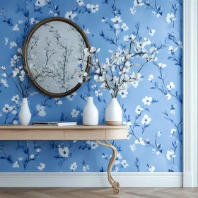 White Flowers and Blue Interior Design