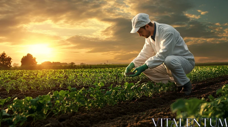 Agricultural Worker in Field AI Image