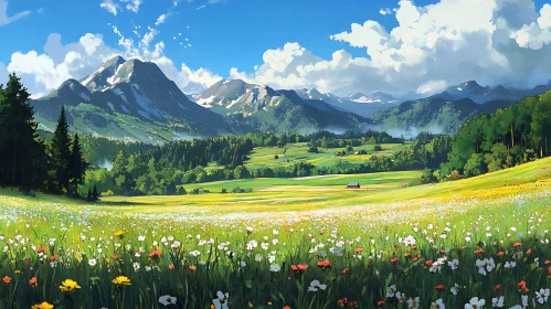 Wildflower Meadow and Mountain Vista