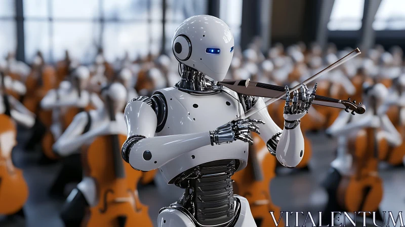 AI Robot Performing Violin Concert AI Image