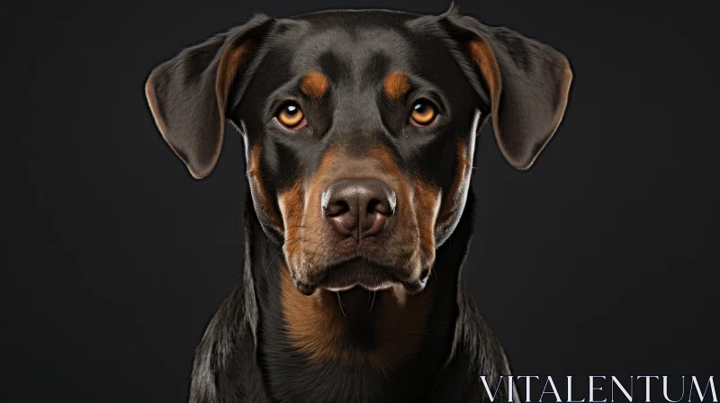 Detailed Rottweiler Puppy Portrait Against Dark Background AI Image