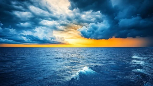 Sunset Over the Ocean with Stunning Cloud Formations