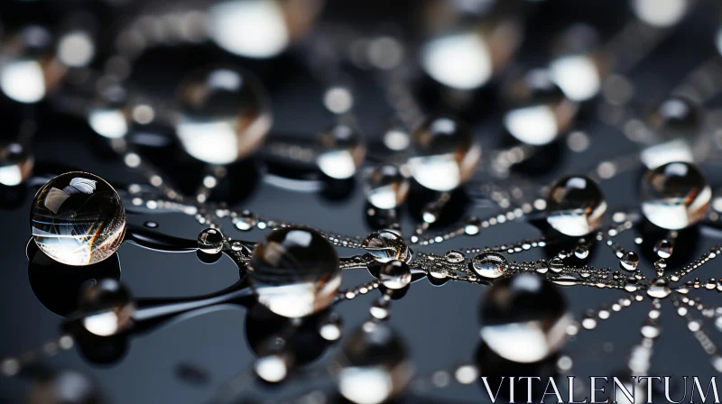 AI ART Translucent Water Drops on Black Surface - Modern Jewelry Essence