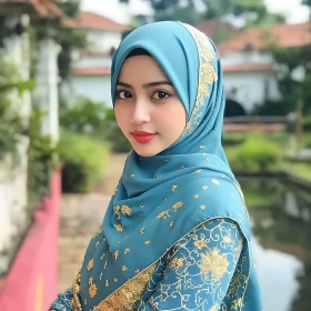 Serene Portrait of Woman in Traditional Attire