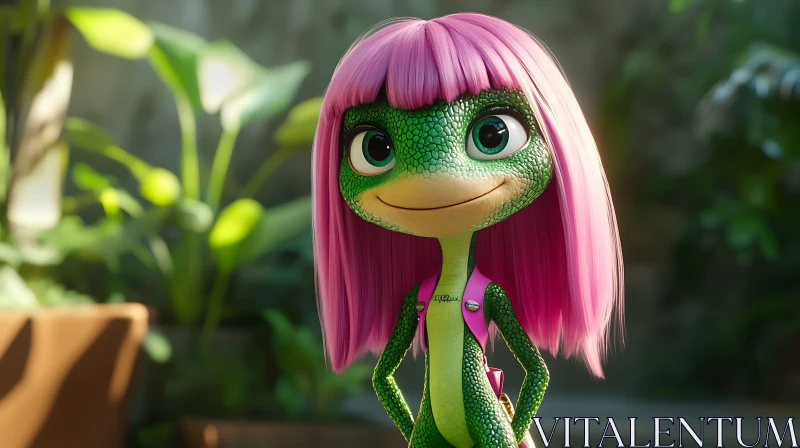AI ART Cartoon Lizard with Backpack