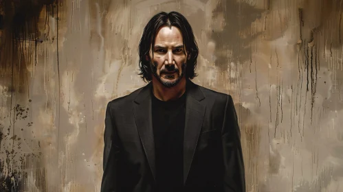 Keanu Reeves in Black Suit - Artistic Portrait