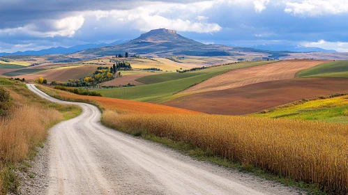 Serene Countryside Landscape with Winding Road