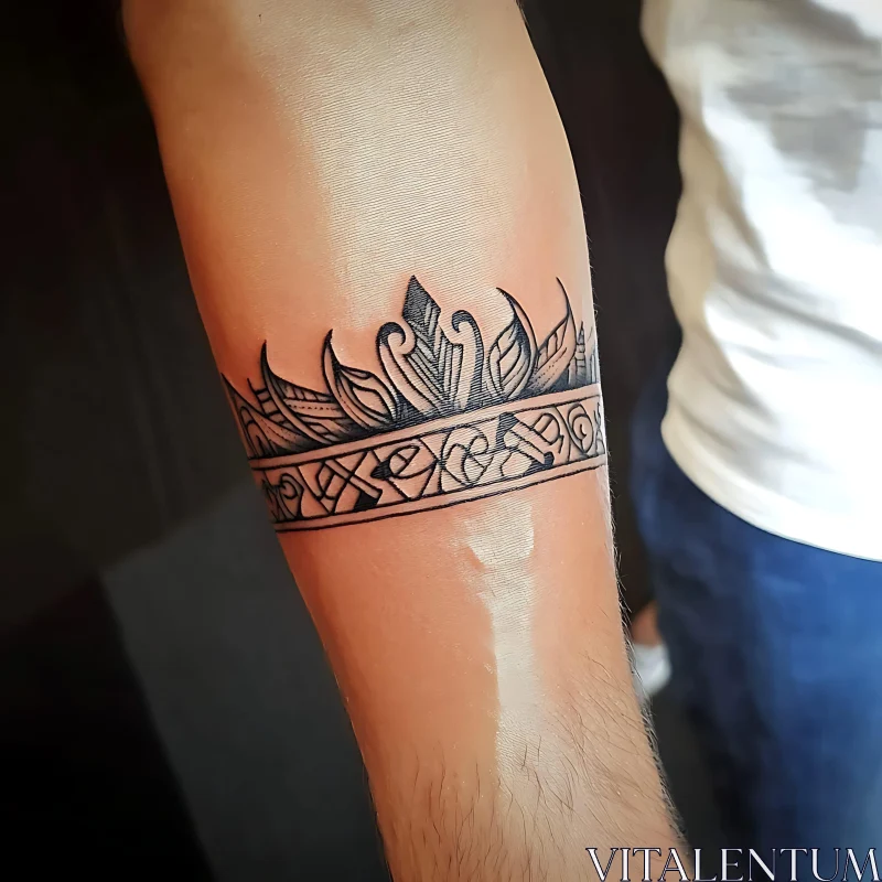 Elaborate Crown Tattoo on Forearm AI Image