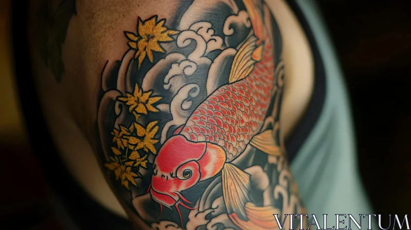 Vibrant Koi Fish Arm Tattoo AI Image