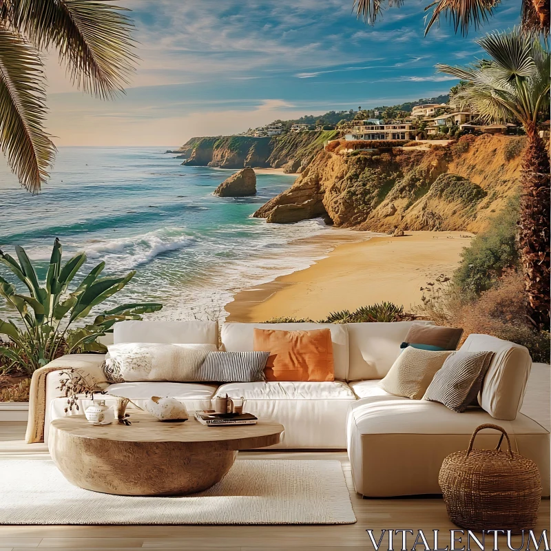 AI ART Tranquil Beachside Living Room Design