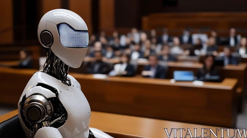 AI ART Futuristic Robot Attends Legal Proceeding