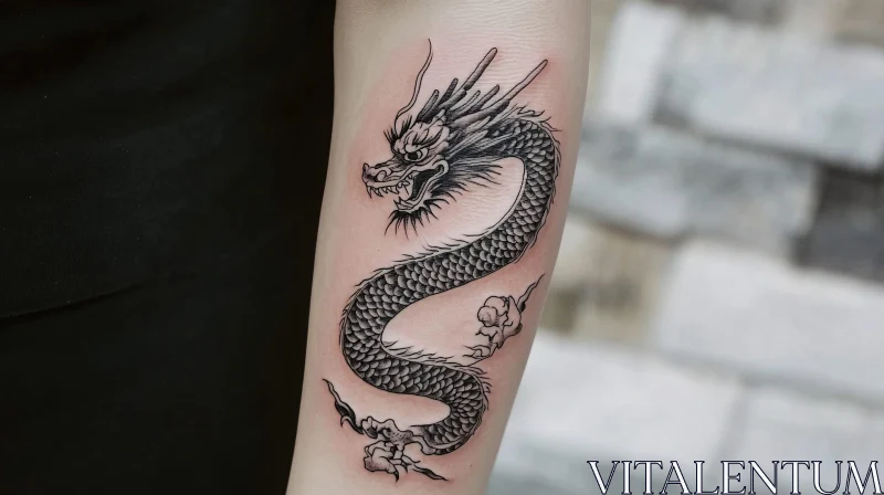 Detailed Dragon Tattoo Arm Design AI Image