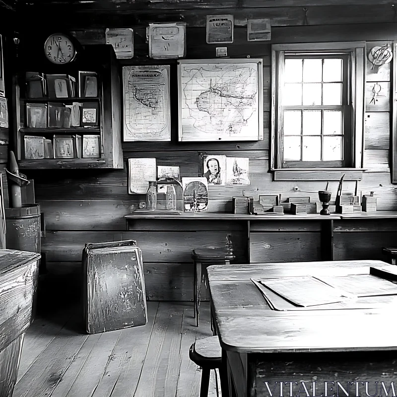 AI ART Monochrome Vintage Room