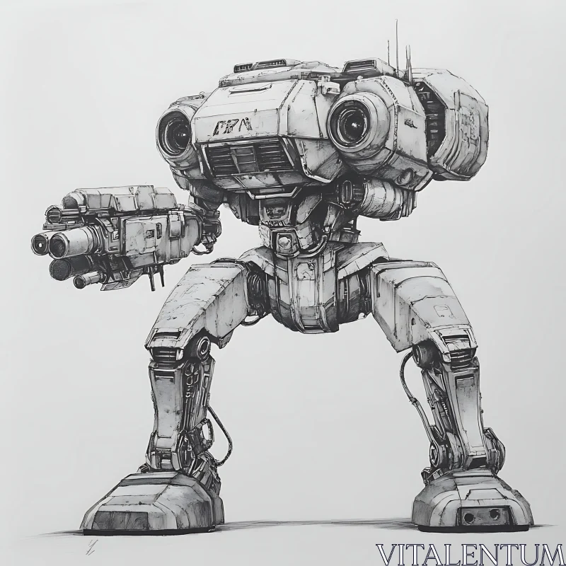 AI ART Bipedal Mech with Cannon Arm