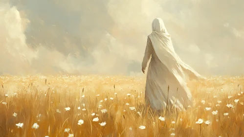 Figure in Field of Flowers Art