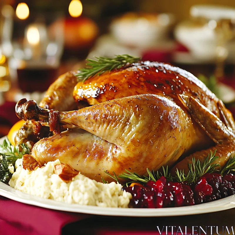 Festive Holiday Turkey Dinner AI Image