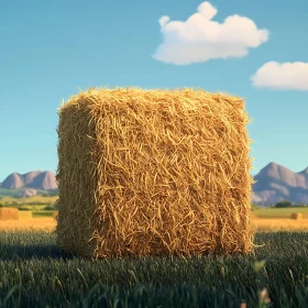 Golden Hay Bale Landscape