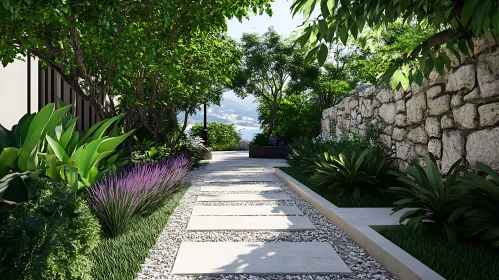 Lush Green Garden Path Scenery