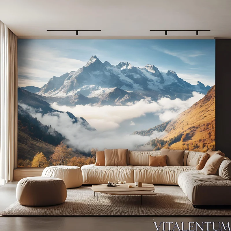 AI ART Snowy Mountain View Interior