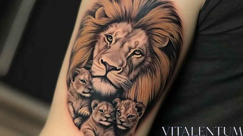 Lion Family Tattoo Art AI Image