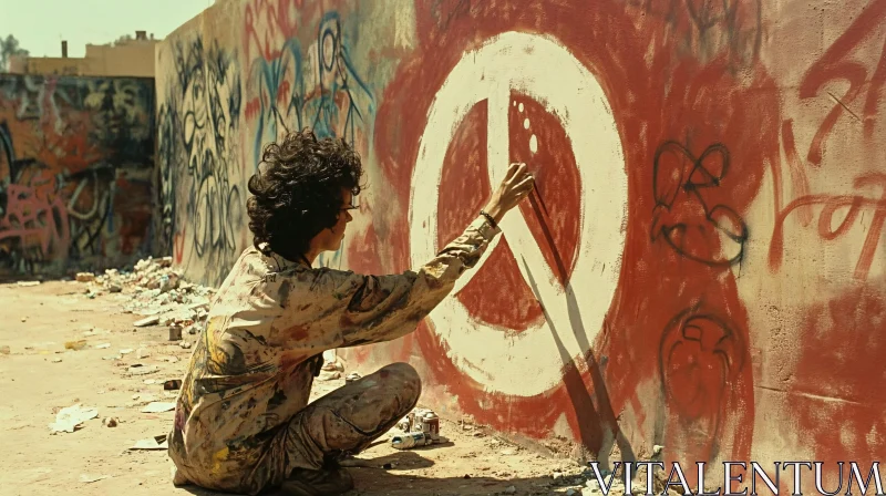 AI ART Street Artist Painting Peace Symbol