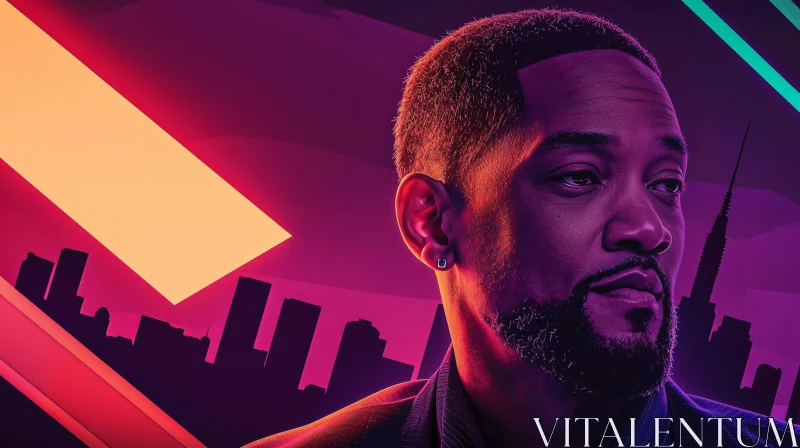 AI ART Will Smith Contemplative in Cityscape