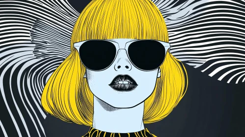 Blonde Woman Portrait in Pop Art Style