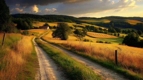 Winding Path Through Rural Landscape