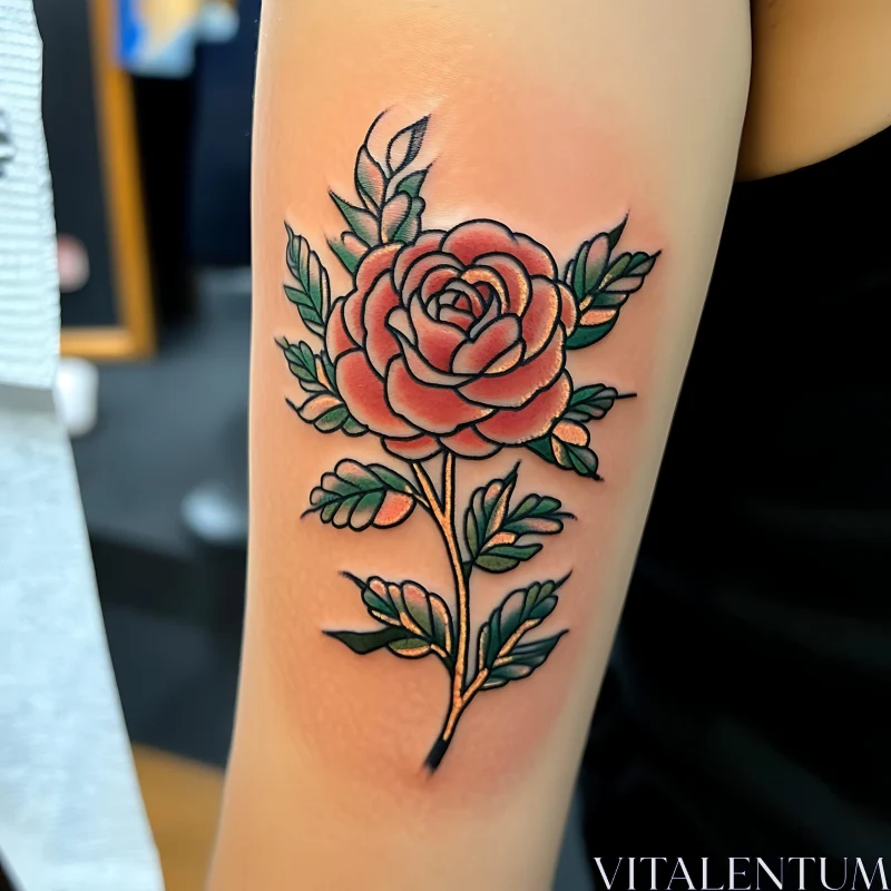 Intricate Floral Tattoo of a Rose AI Image