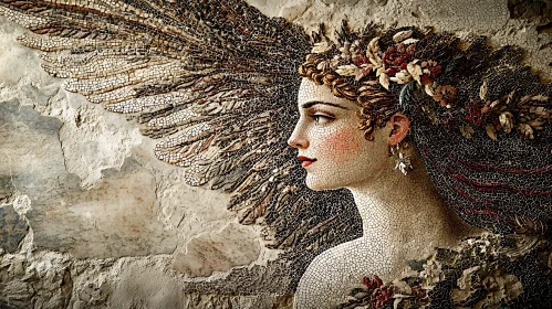 Mosaic Angel with Wings Artwork