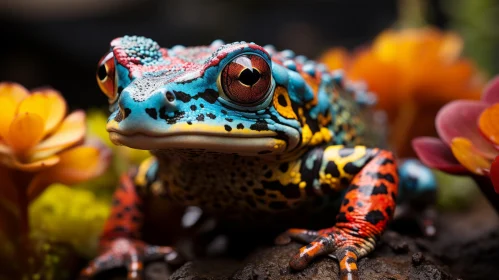Colorful Sumatraism Frog on Rocks: A Photo-Realistic Capture