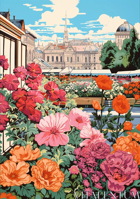 AI ART Urban Garden: Flowers and Architecture