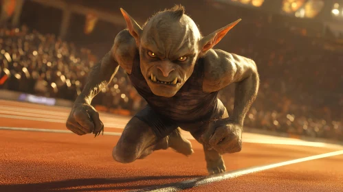 Intense Goblin Sprinting on Track