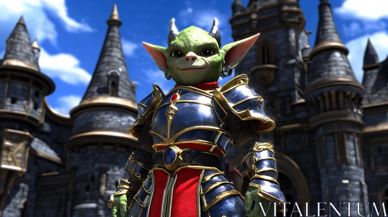 Goblin Knight in Front of Castle AI Image