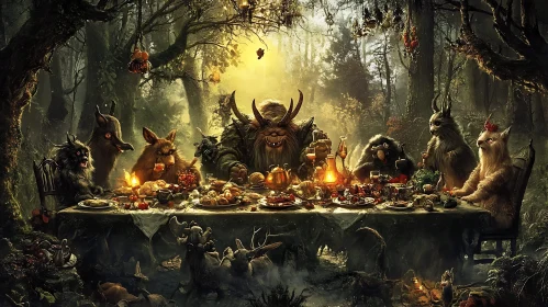 Creatures Feast in the Dark Forest