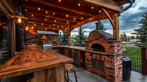 Charming Outdoor Cooking Space with Pergola