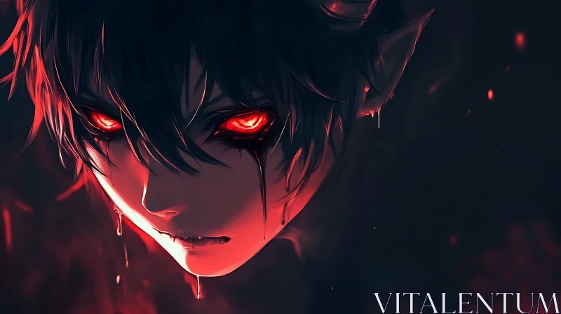 Crying Demon Anime Character Art AI Image