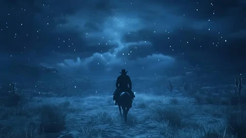 Night Ride Cowboy Silhouette