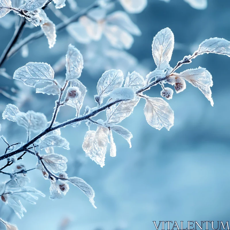 AI ART Frost-Covered Branch in Winter