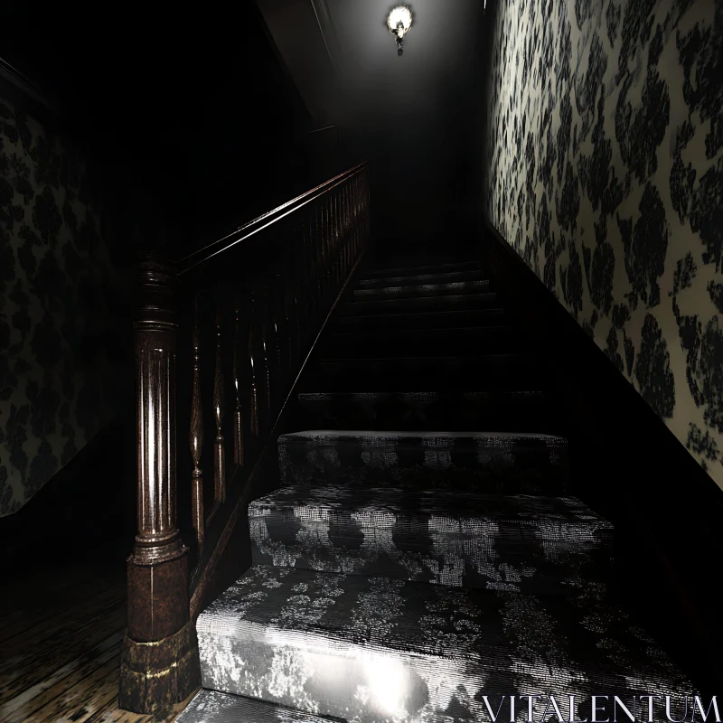 AI ART Dark Interior Staircase